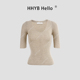 HHYB别来无恙 显瘦气质上衣女M978 修身 简约V领打底中袖 针织衫
