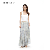 HHYB别来无恙 显瘦简约松紧腰雪纺格纹半身裙女H40027 2025夏新款