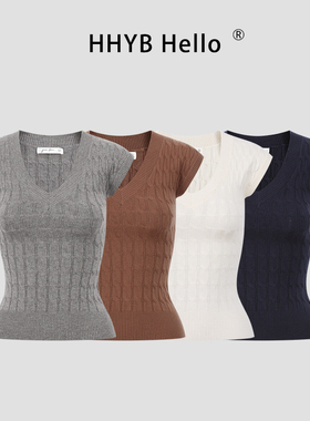 HHYB别来无恙 韩系小众麻花肌理无袖坎肩针织衫2025新款上衣M1147