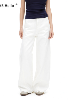HHYB别来无恙 多结构直筒阔腿牛仔裤女秋冬休闲直筒长裤Q244306