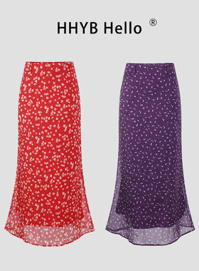 HHYB别来无恙 2025夏季新款时尚百搭显瘦休闲碎花半身裙女Q254264