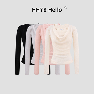 HHYB别来无恙 荡领显瘦针织+内搭小吊带春季两件套女M1557套装