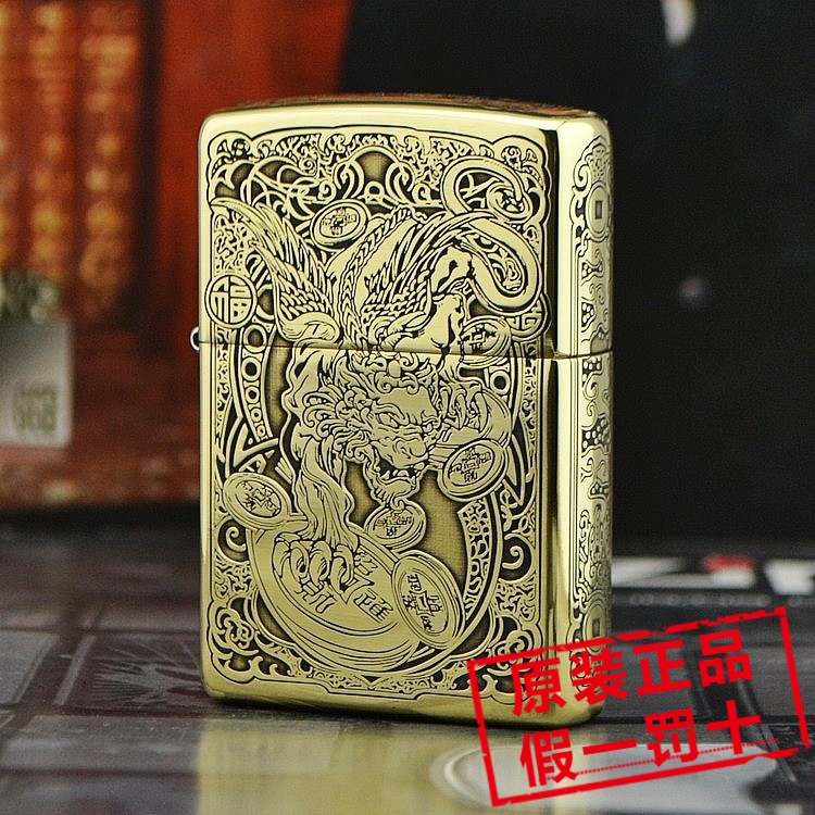 美国原装正品ZIPPO芝宝打火机 纯铜五面精雕 招财神兽 貔貅