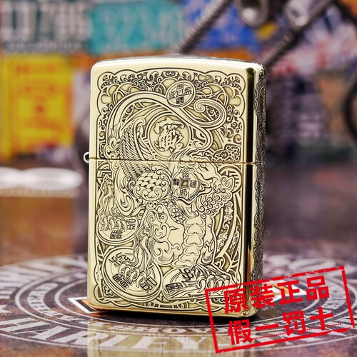 ZIPPO打火机纯铜五面精雕