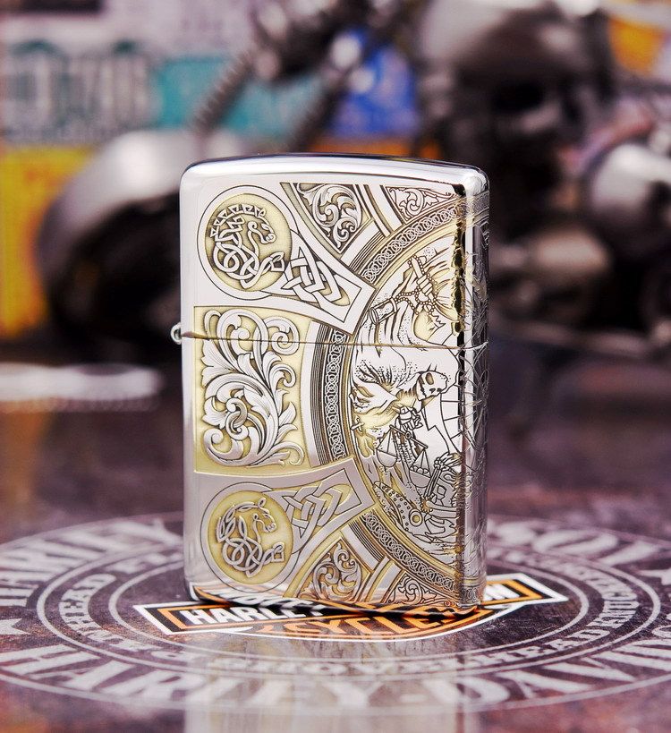 美国原装正品zippo之宝打火机250/167盔甲镀铬双色精雕天启四骑士