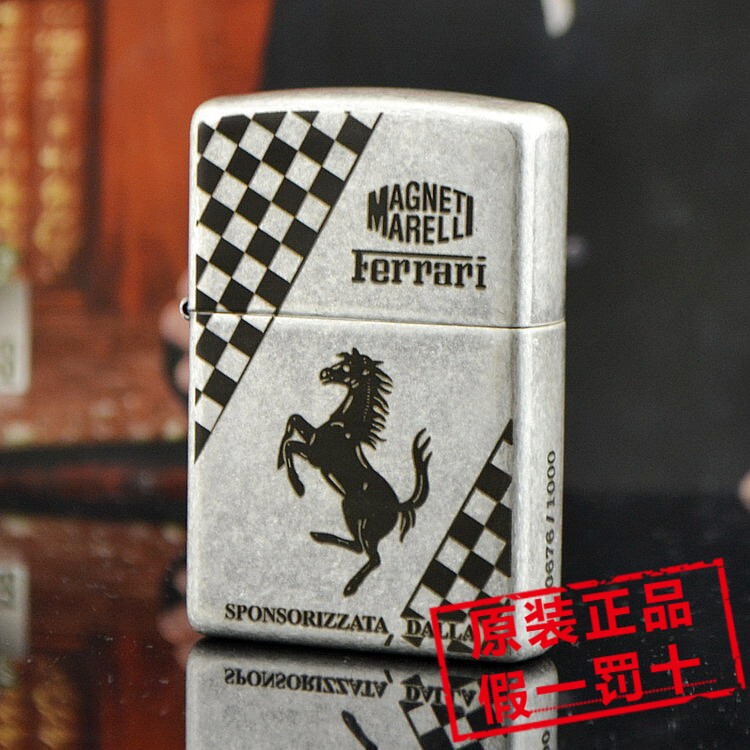 美国原装正品ZIPPO芝宝打火机 121fb古银雕刻 法拉利 总裁签名