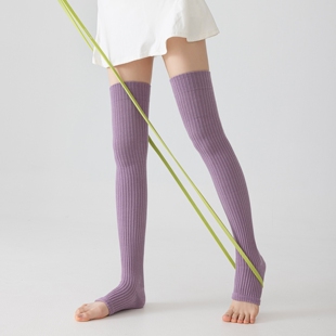 普拉提踩脚瑜伽袜套秋冬长筒压力过膝袜健身加长针织腿套堆堆长袜