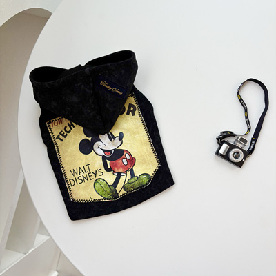 水洗做旧蜡染复古米奇蝴蝶结宠物帽衫卫衣帅气情侣装猫狗通用原创