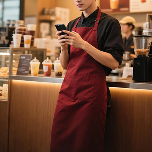 工装 围裙定制餐饮专用围裙高级感涤棉加厚耐磨围裙棉围裙定制logo