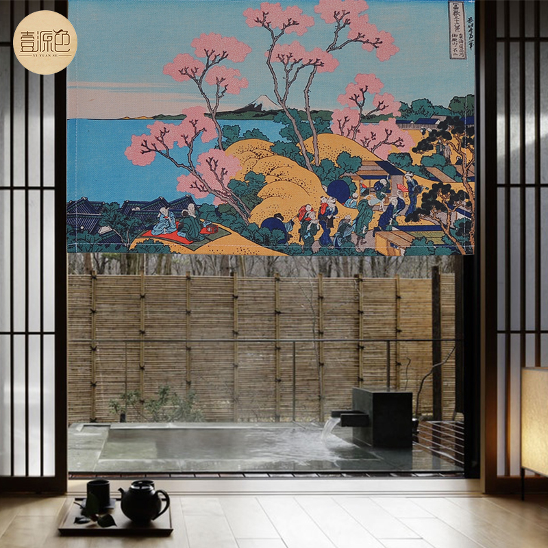 日式浮世绘厨房卫生间布艺门帘