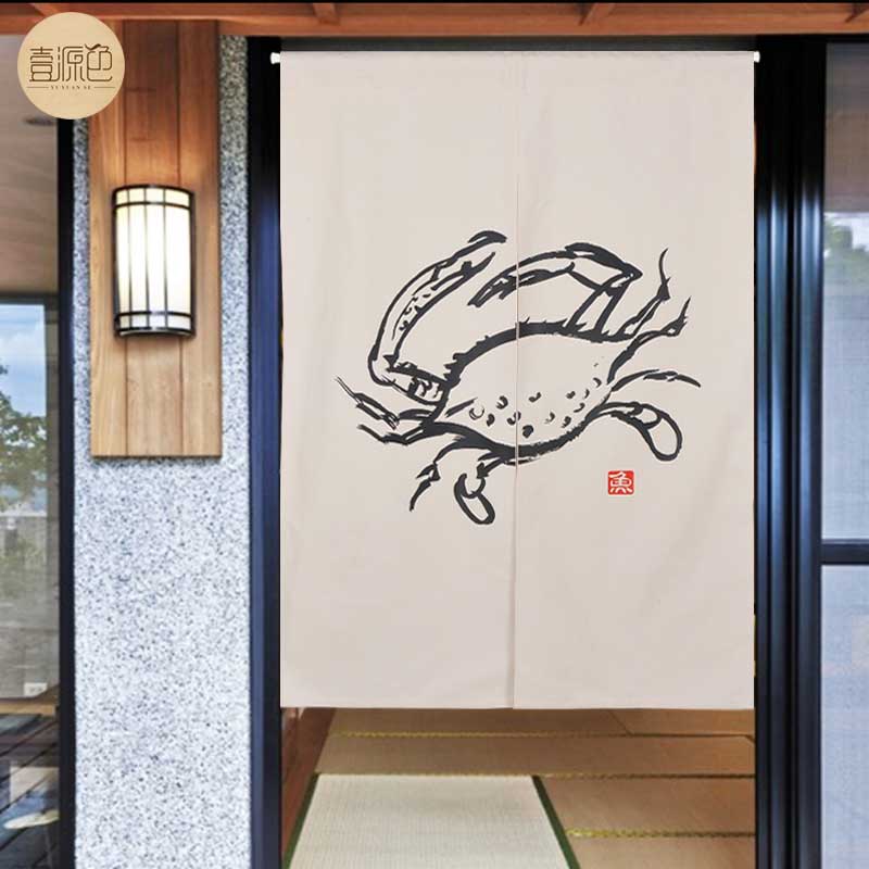 日式布帘鱼虾蟹刺身门帘帆布隔断装饰简约半帘可定制免打孔