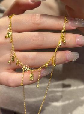 格调 小红书爆款碎光波光粼粼吊坠不规则流苏项链设计感锁骨链女