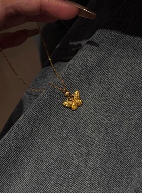 格调小红书爆款精美新中式鎏金蝴蝶吊坠项链复古感毛衣链锁骨链