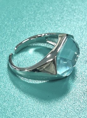 蓝色水滴戒指清冷感百搭独特款