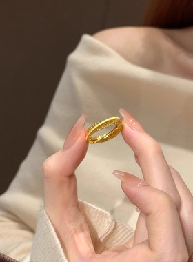 爆闪古法碎冰冰双环交叉戒