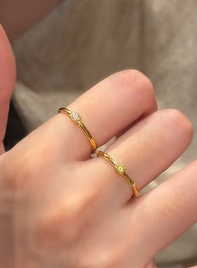 古法金转运竹节钻简约指环