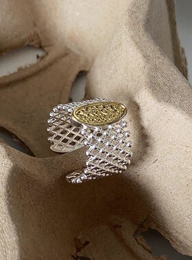 格调小红书爆款时尚撞色镂空设计感开口戒指清冷ins冷淡风精致款