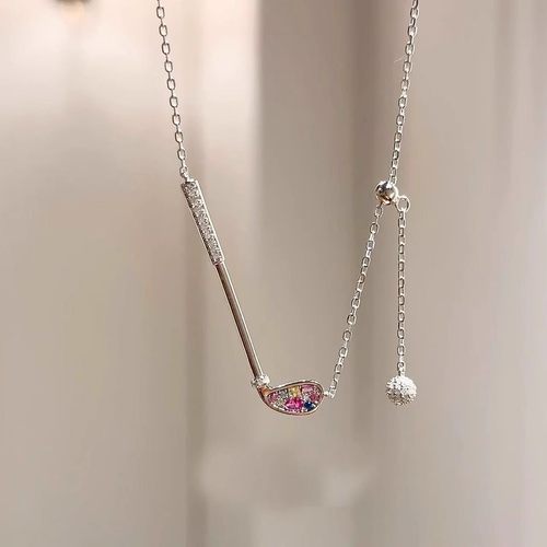 彩钻高尔夫球杆项链休闲毛衣链