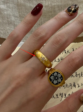 小红书爆款拉丝爆闪雪花戒指