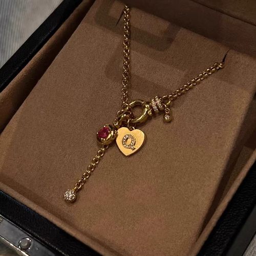 小红书爆款中古爱心点钻锁骨链