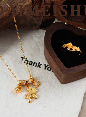 拉丝磨砂马上有钱花吊坠项链