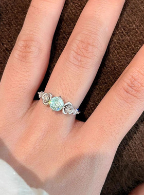 小红书爆款海蓝宝单钻戒指