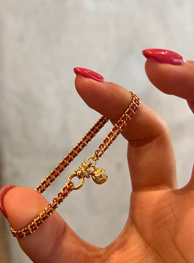醒狮小滴溜双股红编绳手链