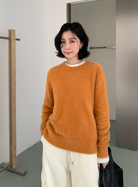 THEMIND圆领套头毛衣2025冬新款韩版温柔简约针织衫T5751D长袖