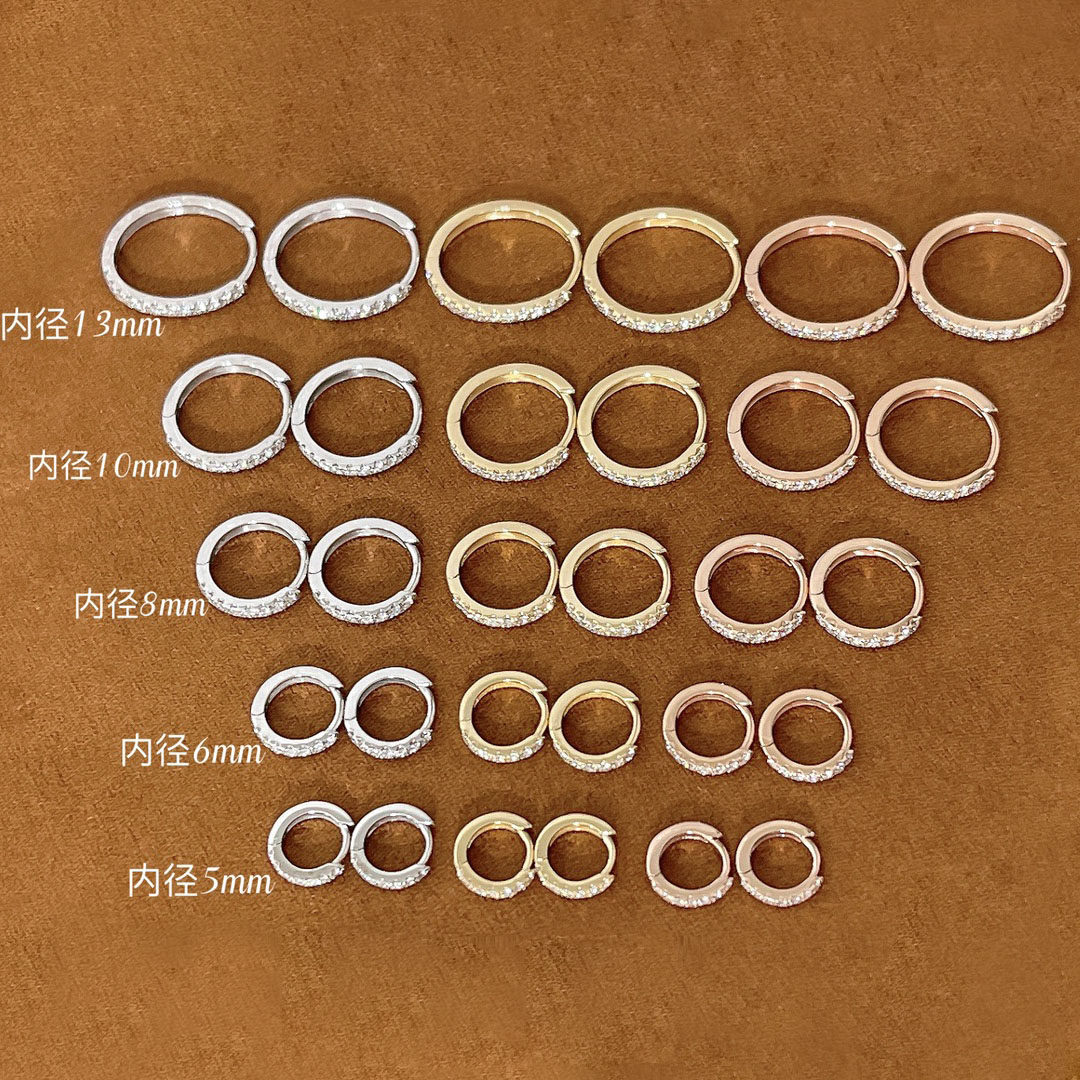T家baby耳扣18k金天然钻石耳骨环钉耳骨扣小耳圈养耳洞免摘耳饰