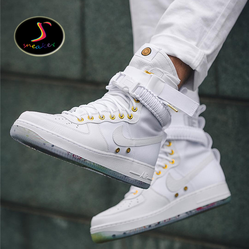 NIKE SF AF1 LNY中国新年烟花 男全白高帮潮流休闲板鞋AO9385-100