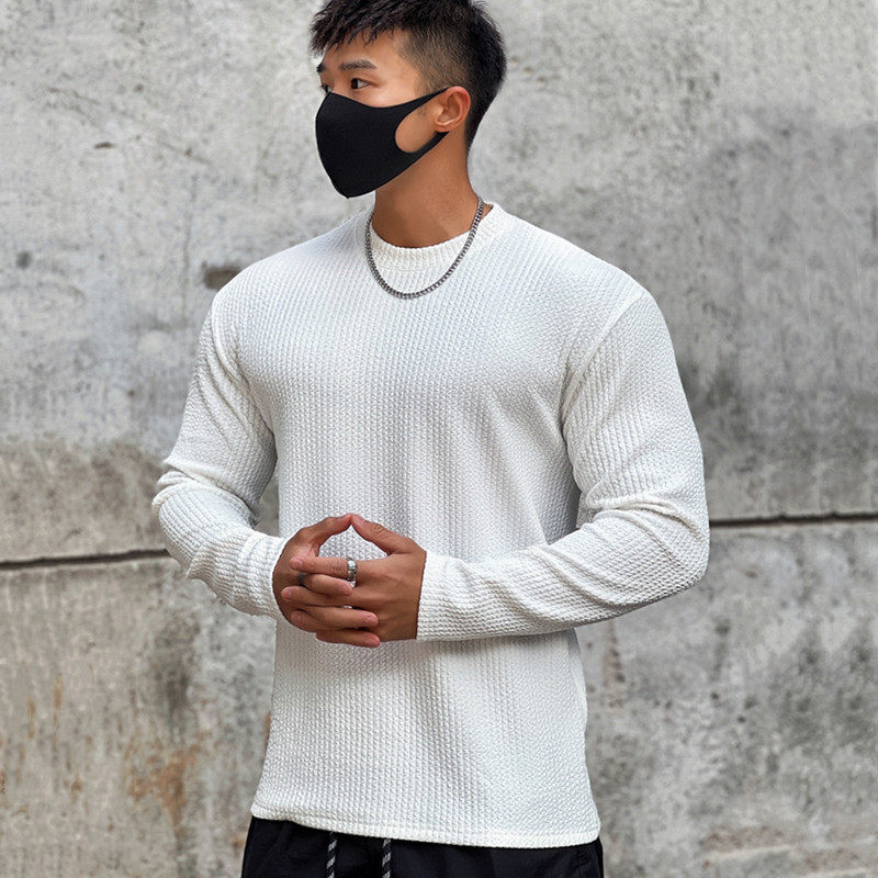 SPORTS LONG SLEEVE MENS AMERICAN T-SHIRT SLIM TRAINING CASUAL SWEATSHIRT BASE SHIRT WRINKLE ANTI WRINKLE RUNNING BASKETBALL FITNESS TOP