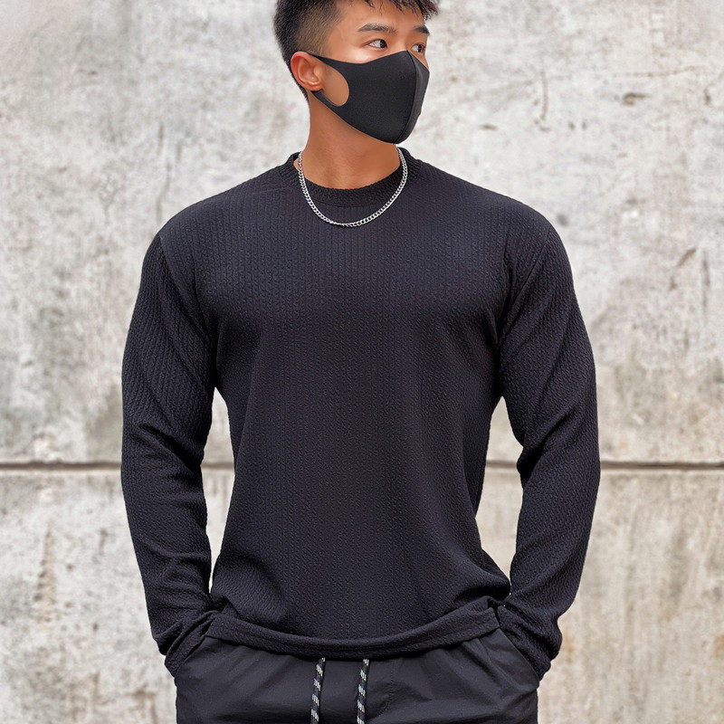 SPORTS LONG SLEEVE MENS AMERICAN T-SHIRT SLIM TRAINING CASUAL SWEATSHIRT BASE SHIRT WRINKLE ANTI WRINKLE RUNNING BASKETBALL FITNESS TOP