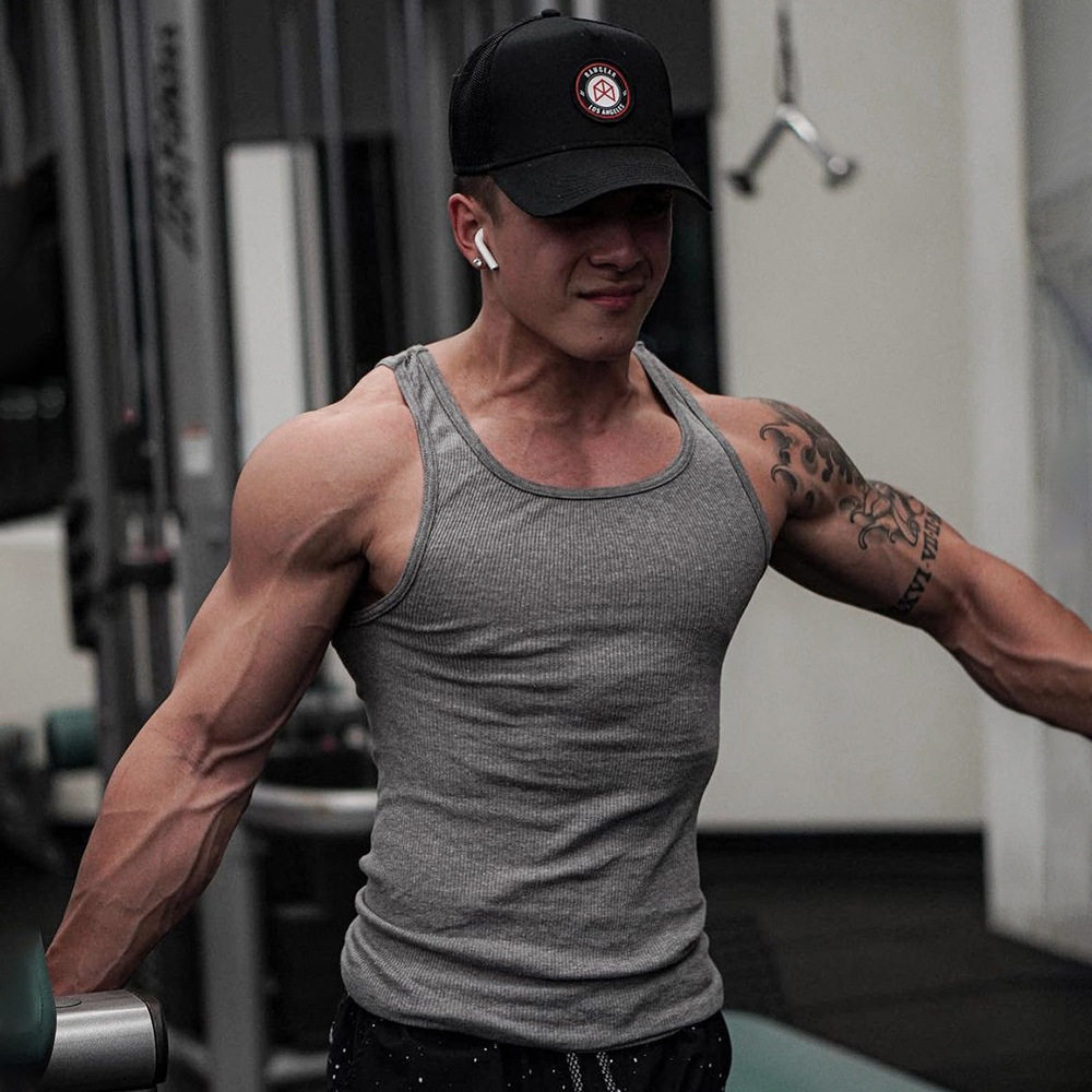 FITNESS VEST MENS SPORTS SLIM SLEEVELESS T-SHIRT QUICK-DRYING BREATHABLE AMERICAN TRENDY BRAND TOP BASKETBALL STRETCH TIGHTS