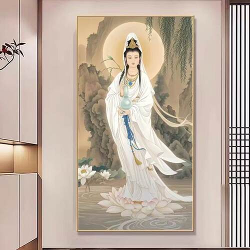 新款印花正品DMC十字绣纯棉线客厅玄关人物家用供奉佛像 观音菩萨