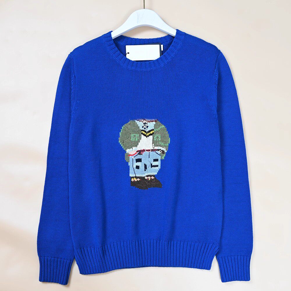 美国单 女士高级感可外穿卡通图案刺绣套装针织毛衣