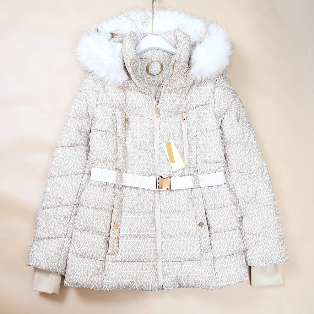 美M系  女士满字母可脱卸帽毛领蓬松夹棉休闲棉服