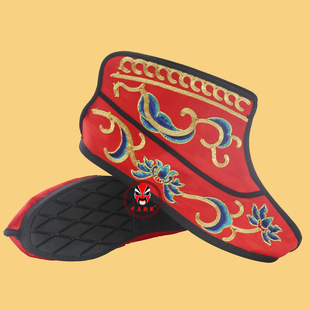 戏曲武生武将跑圆场快靴戏剧京剧绣花男快靴三岔口花脸鞋跑靴打鞋