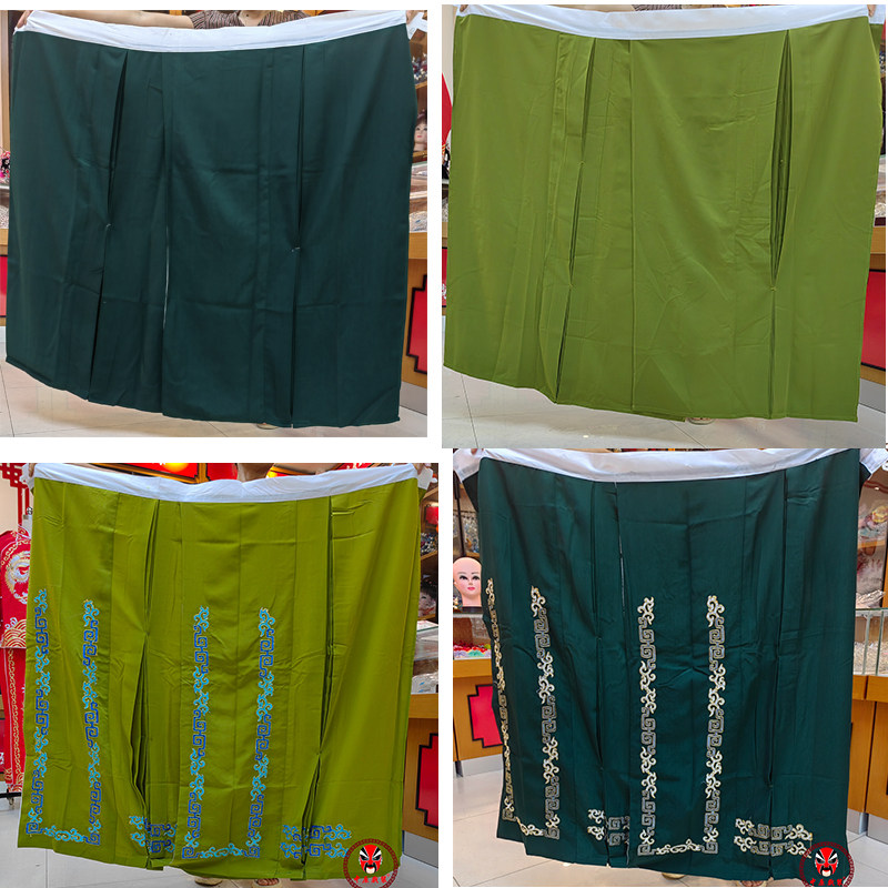 中原戏装老旦裙子老旦绣花大腰包戏曲服装香色墨绿老旦裙马面裙