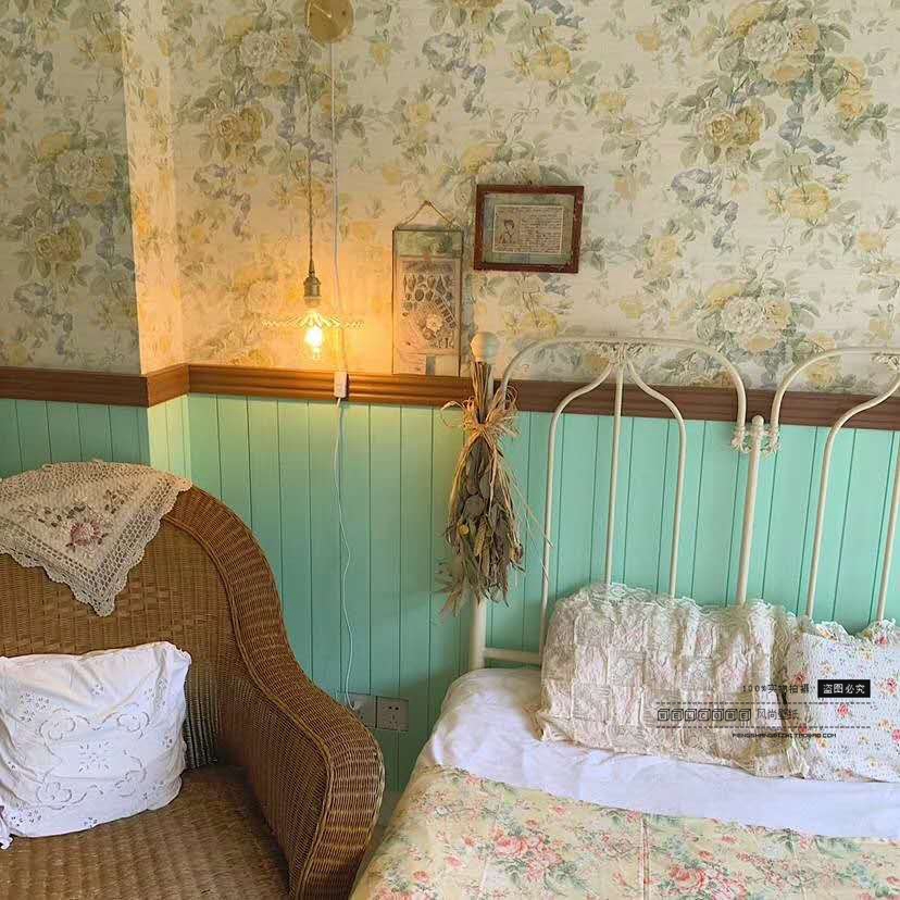 壁纸美式花纹素色abc背景墙纸