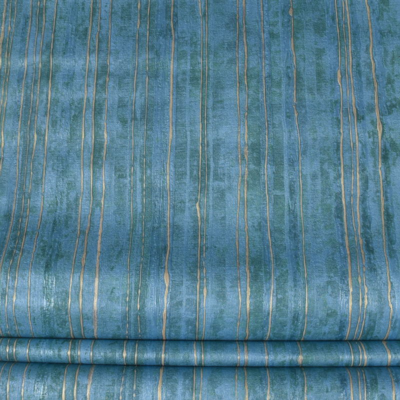 意大利原装进口墙纸 蓝色 金色条 厚重凹凸感 树脂环保耐擦洗壁纸