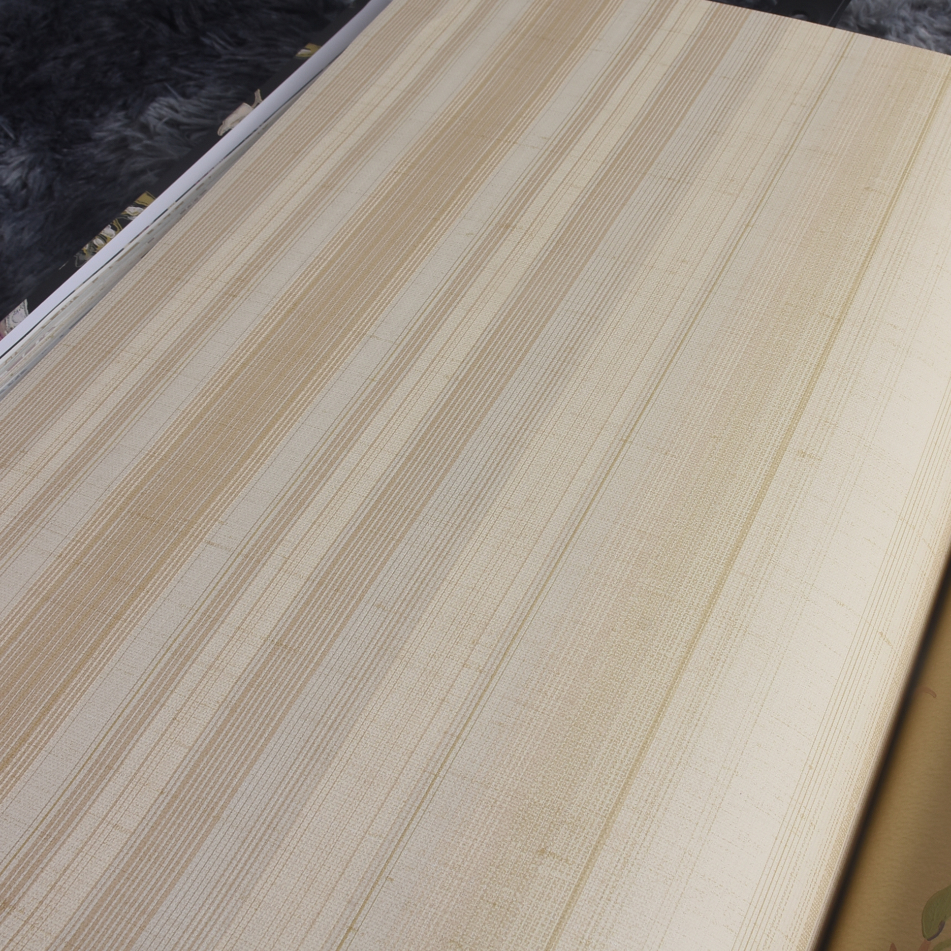 美国原装进口纯纸墙纸 美式新古典渐变色条纹 卧室书房满铺壁纸