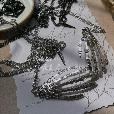 暗黑骷髅手骨项链哥特百搭
