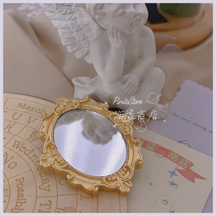 Mirror 重工复古巴洛克镜子胸针 手工雕花相框 Lolita帝政优雅