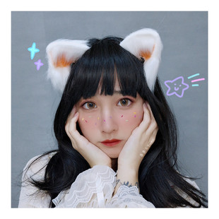 Lolita 白色仿真猫耳发夹 搭配 少女可爱 Marie 女仆 手作猫耳