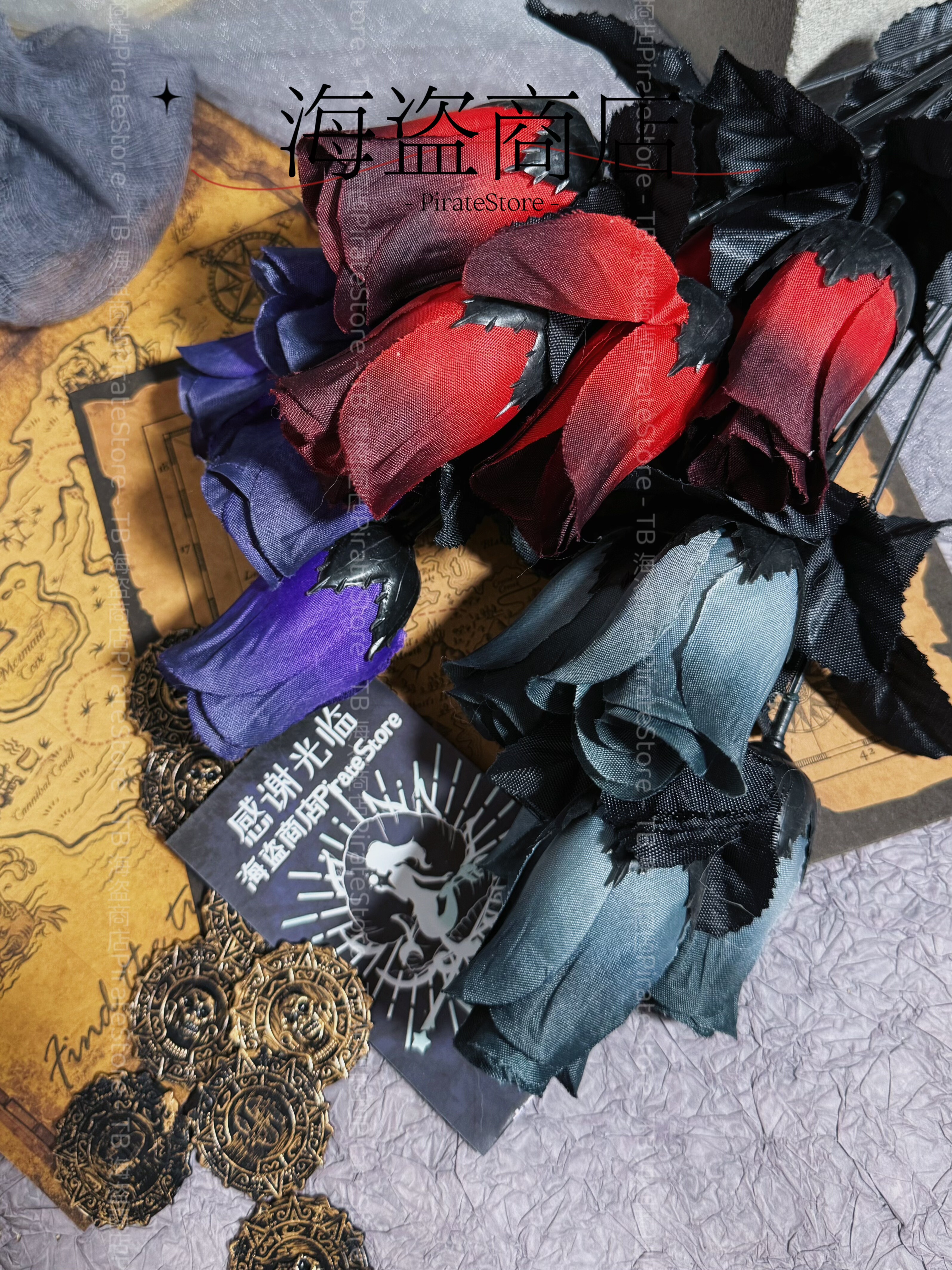 燃尽浪漫 万圣节暗黑渐变玫瑰花永生花氛围复古紫色cos布景红夫人