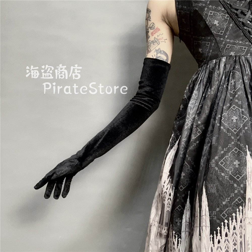 法式丝绒长手套优雅复古赫本