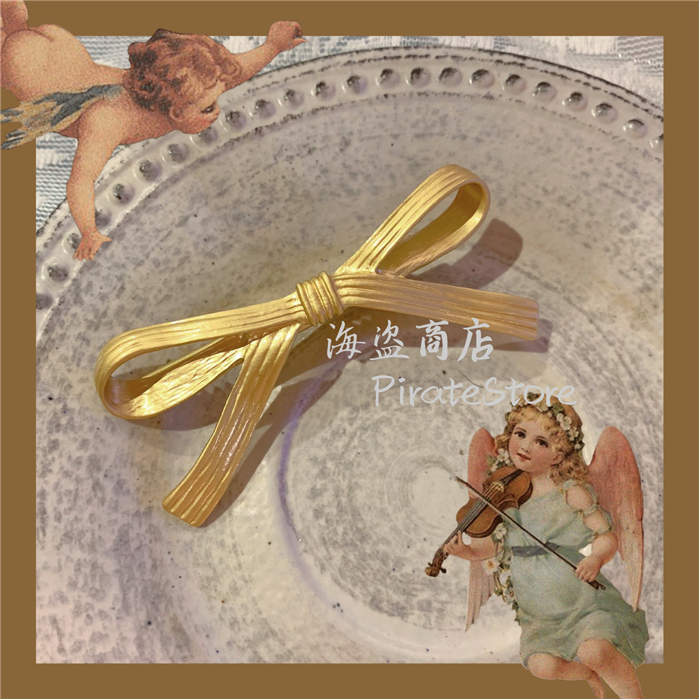 复古蝴蝶结发夹金色少女心巴洛克