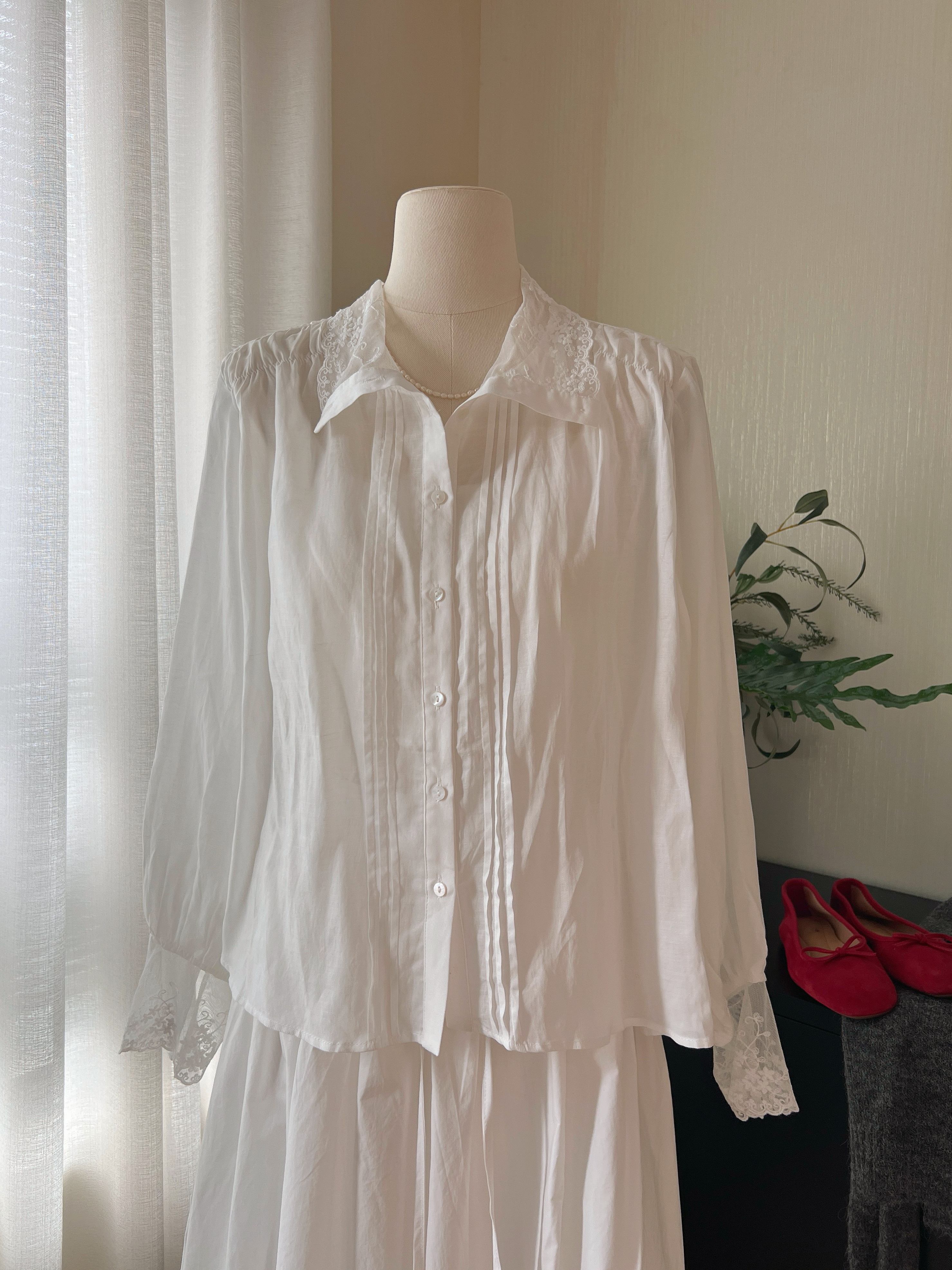 THENCE&ldquo;春蕾&rdquo;韩系法式温柔气质衬衫女2026新款长袖蕾丝衫白衬衣