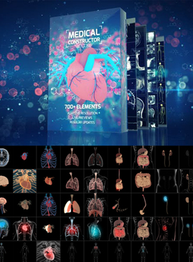 AE脚本-700组人体解剖骨骼脏器X射线HUD细胞DNA动画元素 AtomX