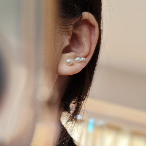 925银天然淡水珍珠耳钉女2023年新款小众养耳洞高级感耳环耳饰